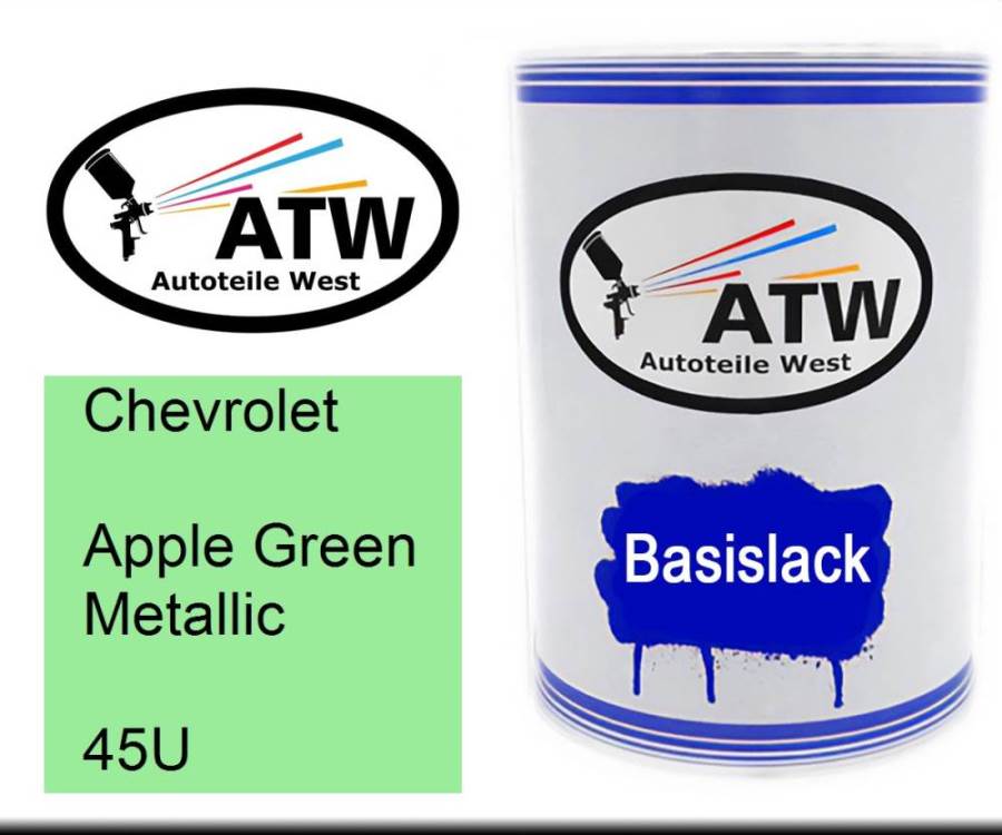 Chevrolet, Apple Green Metallic, 45U: 500ml Lackdose, von ATW Autoteile West.